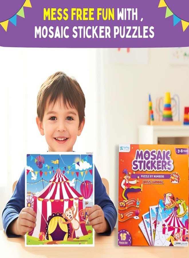 PepPlay Mosaic Sticker Art Kit for Kids | DIY Craft Toy with 175+ Reusable Stickers | Mess-Free Activity to Learn Numbers, Logic & Motor Skills | Gift for Ages 3-7 Boys & Girls | Travel-Friendly - Image 2